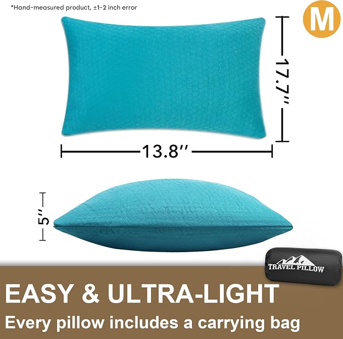 Travel Size Pillow Camping Pillow, Compressible Memory Foam Pillow, Breathable and Soft for Travel Airplane Car Hiking Outdoor - Image 2