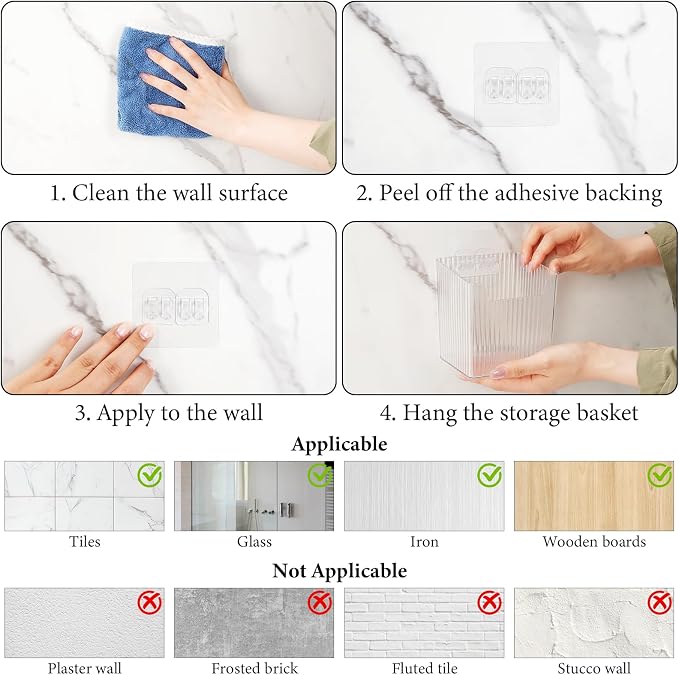 8 Pcs Plastic Cabinet Door Organizer Adhesive Clear - Image 8