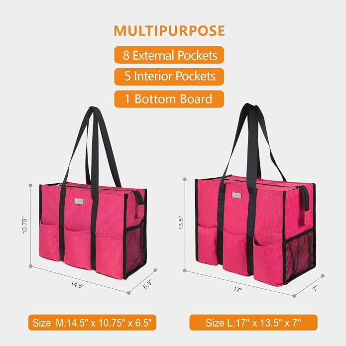 TOPDesign Utility Water Resistant Tote Bag with 13 Pockets, Top Zipper Closure & Thick Bottom Support, for Working Women - Image 2