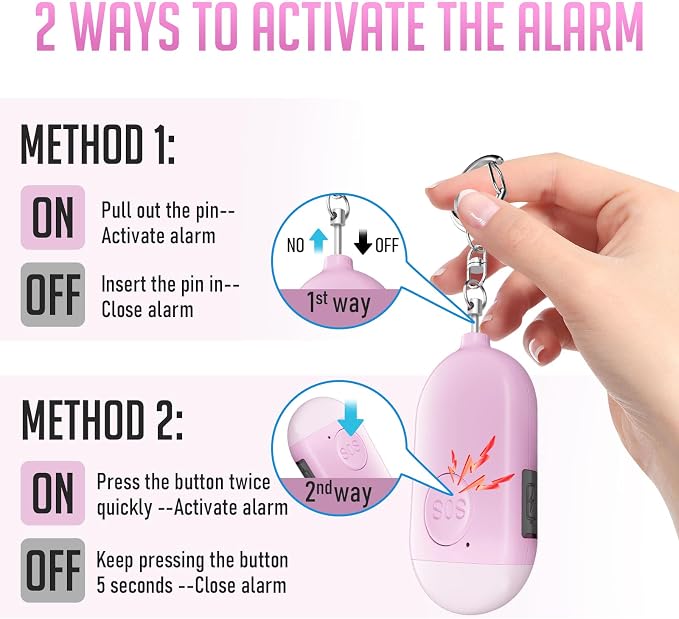 Self Defense Keychain Personal Alarm- 130dB Rechargerable Self Defense Alarm Keychian with Emergency LED Flashlight - Security Personal Protection Device for Women Girls Kids Elderly - Image 2