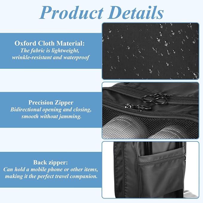 4 Pack Shoe Bags for Travel Holds 3 Pair of Shoes, Portable Shoes Storage Bag Organizer with Handle, Travel Luggage Shoe Organizer for Women Men Teenager Daily Use Storage Pouch (Black) - Image 5