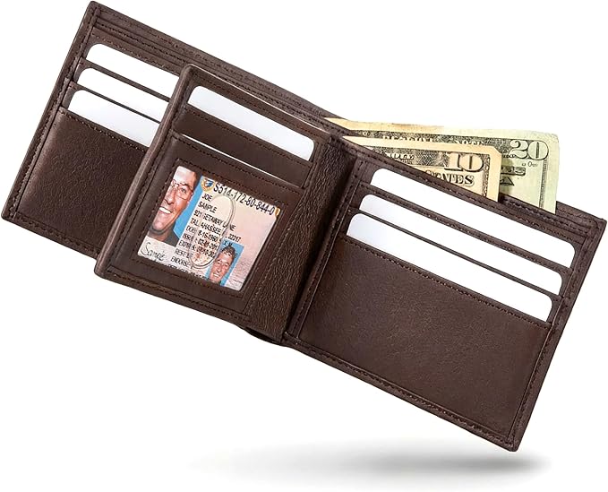 Extra Capacity Bifold Wallet for Men - RFID Blocking Genuine Leather Wallet - Image 7