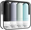 Quatish Travel Bottles for Toiletries, Original Patented Leak Proof Travel Size Toiletries, 3 oz Tsa Approved Silicone Shampoo and Conditioner Bottles, Travel Essentials, 4 Pack, Grey by Quatish