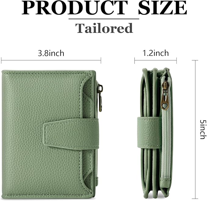 Small Wallet Women RFID Blocking Soft Leather Bifold Compact Card Holder Wallet for Women with Zipper Coin Pocket 4 ID Window - Image 3