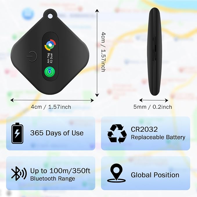 Dual System Bluetooth Tracker for iOS or Android-2 Packs, Compatible with Apple Find My (iOS) & Google's Find Hub(Android) for Smart Tracking Tag/Key Finder/Luggage Tracker - Image 3