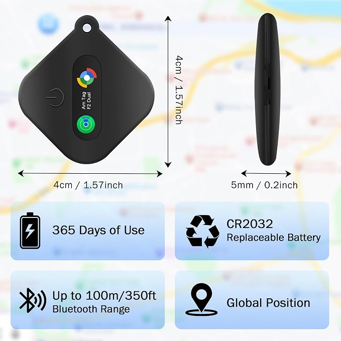 Dual System Bluetooth Tracker for iOS or Android-1Packs, Compatible with Apple Find My (iOS) & Google's Find Hub(Android) for Smart Tracking Tag/Key Finder/Luggage Tracker - Image 3