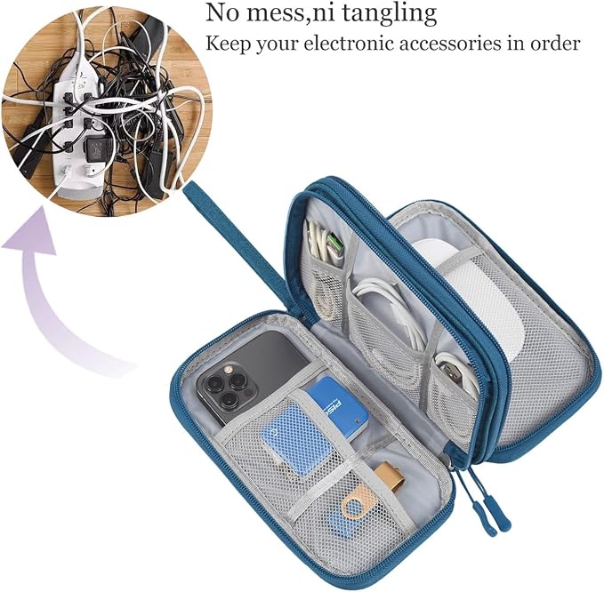 CAAORDKSO Electronics Organizer Travel Case, Water Resistant Cable Organizer Bag Cord Organizer Pouch for Cable, USB, Charger, Phone, Power Bank, Earphone, Electronics Accessories (Dark Green, Medium) - Image 5