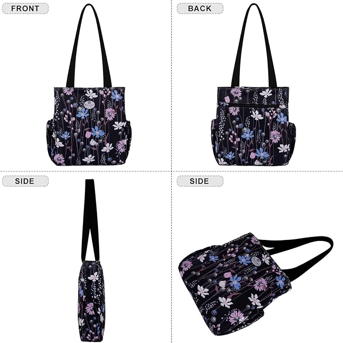 HUA ANGEL Floral Tote Bag - Casual Shoulder Bag Daily Tote Bag with Zipper Gym Travel Shopping Work Handbag for Women - Image 6