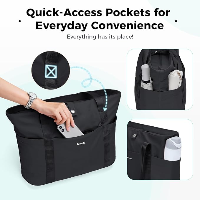 Ceneda Foldable Tote Bag for Women, Lightweight Work Bag with Dual Inner Cup Holders, Daily Handbag for Travel, Gym, Grocery | 40oz Tumbler Holder - Image 7