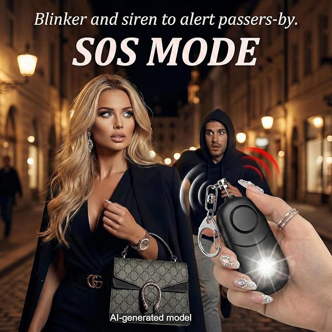 Personal Alarm for Women Keychain Alarm: Qoosea 135dB Emergency Keychain Siren with Strobe Light Loud Siren for Women Kids Students Seniors Emergency Self-Defense for Night Sports - Image 6