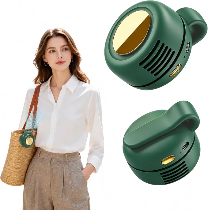 Portable Clip-on Fan Silent Bladeless Mini Fan | 360°Rotation 3-speed Modes Whirlwind Waist Clips Fans Hands-Free Cooling Fan Outdoor Trip Work Travel Green by LIDEEYA