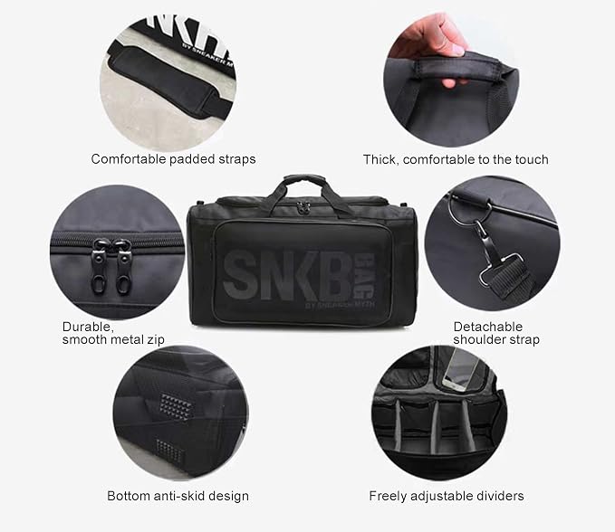 Sneaker Duffel Travel Bag for Men Shoe Bags for Travel Sneaker Bag Basketball Outdoor Sports Gym Bag Travel shoe bag With 3 Adjustable Compartment Dividers Travel Shoe Bags - Image 3