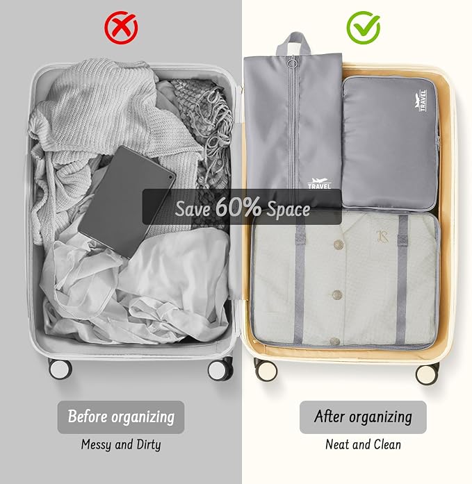 8 Set Packing Cubes for Travel Luggage Organizer Bags for Family, Mesh Packing Cubes for Suitcases, Travel Essentials Bags Set for Women & Men - Image 6