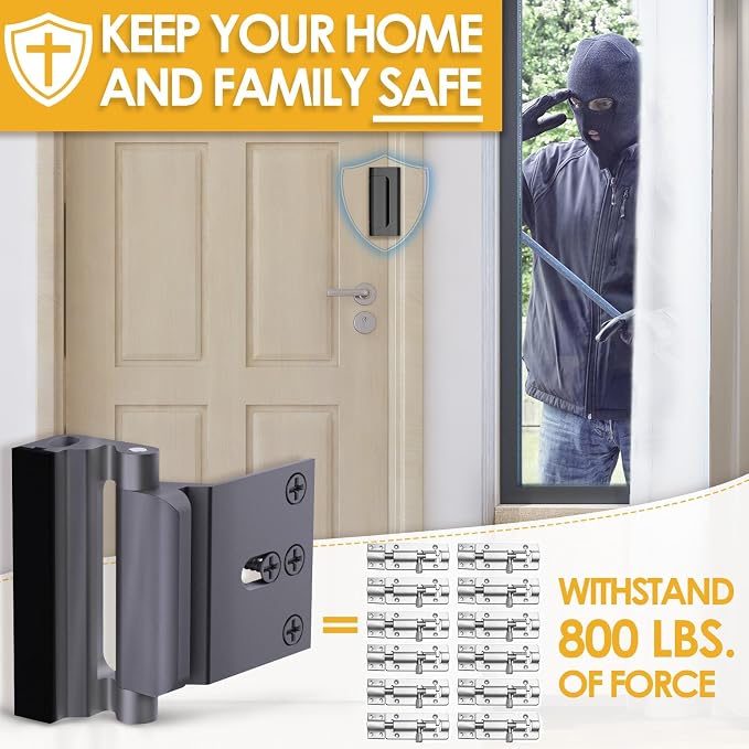 Door Reinforcement Lock Child Proof Door Locks for Front Door Kids Safety | Home Security Door Safety Locks from Inside, Easy top of door latch lock Drilling Required, keeps safe & stops forced entry - Image 2