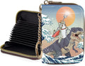Credit Card Holder for Women,Small Rfid Wallet with Keychain Zipper,Cute PU Leather Card Case Wallet，Accordion Credit Card Wallets Gift,Cats and Dinosaurs by Unknown