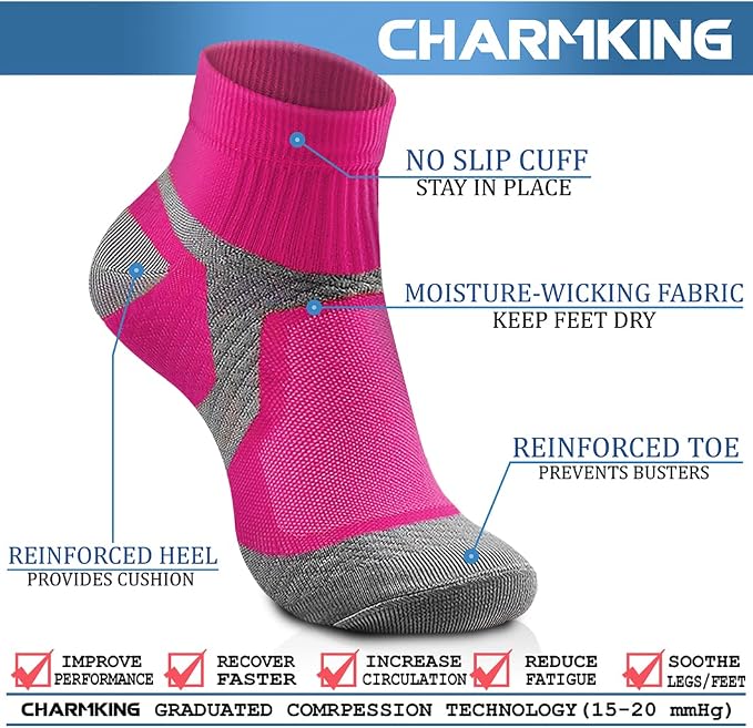 CHARMKING Compression Socks for Women & Men Circulation 15-20 mmHg is Best for Athletic Running Cycling Nurse Daily Wear - Image 4