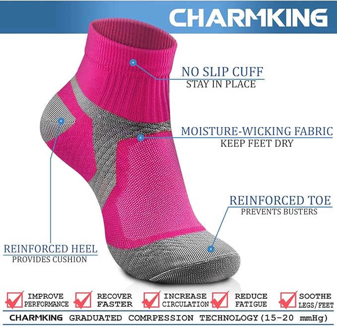 CHARMKING Compression Socks for Women & Men Circulation 15-20 mmHg is Best for Athletic Running Cycling Nurse Daily Wear - Image 4