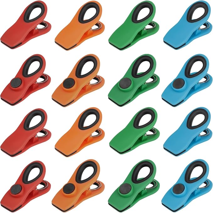 Chip Clips, Magnetic Bag Clips with Air Tight Seal for Food Storage, 16 Pieces, Multicolor by TACGEA