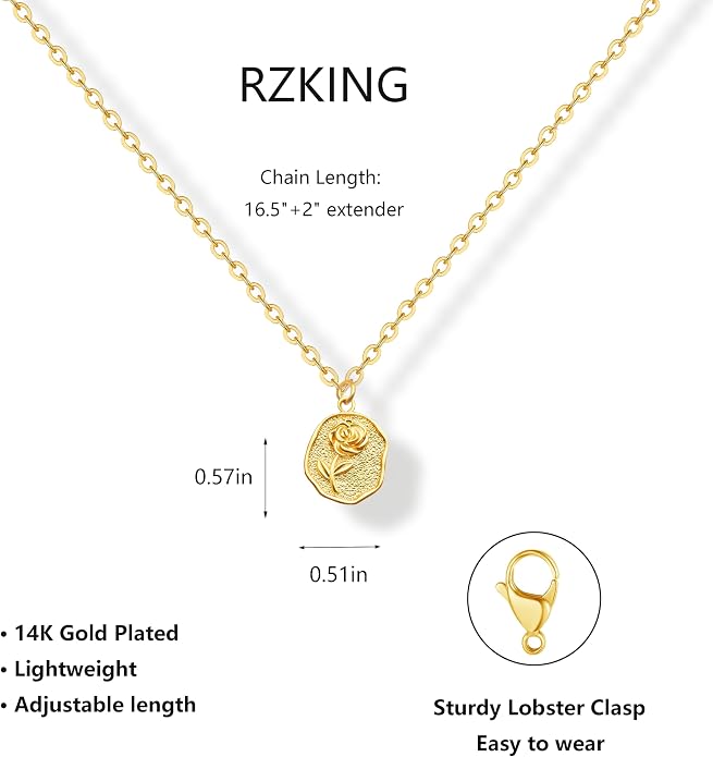 RZKING Golden Necklace for Women, Dainty Butterfly Heart Bow Rose Necklace, Gifts for Best Friend Sister Mom Girlfriend, Graduation Chritmas Birthday Anniversary Thank You Gifts - Image 2