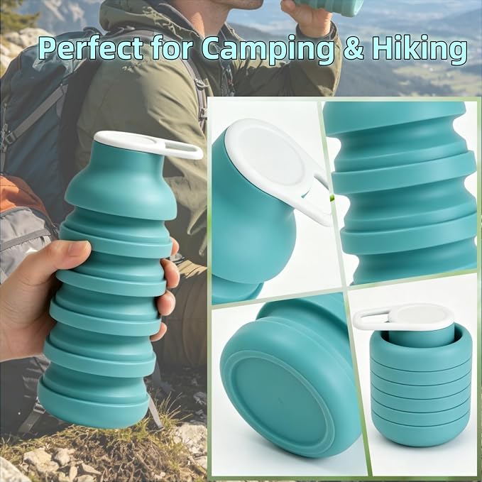 Collapsible Water Bottles, Travel water bottle | Food-grade silicone, ultra light, airtight & leakproof, -4 °F ～ 248 °F - Image 2