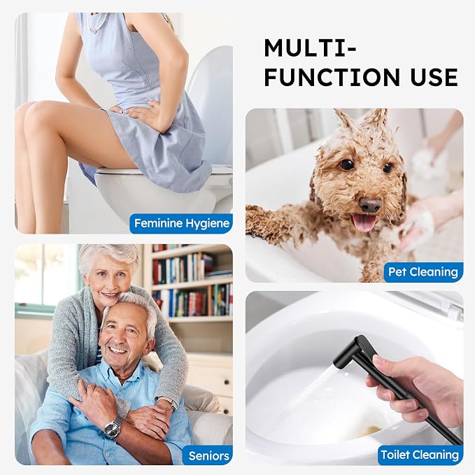 Arofa Built-in Hot and Cold Bidet Sprayer, Warm Water Bidet, Matte Black | Wall-Mounted Design, Dual Control Modes, Leak-Free Bidet Hose, Feminine/Baby/Pet Wash, Cloth Clean & Rinse, Stainless Steel - Image 6