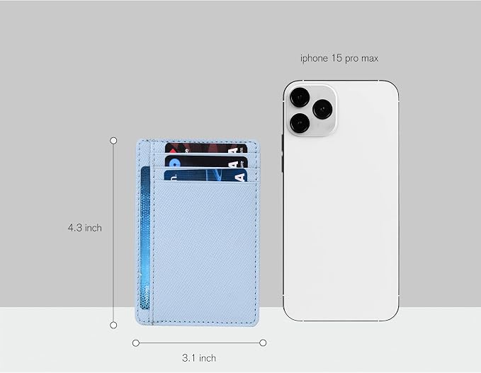 Leather RFID Blocking Slim Minimalist Front Pocket Wallet, Sky Blue - Image 5