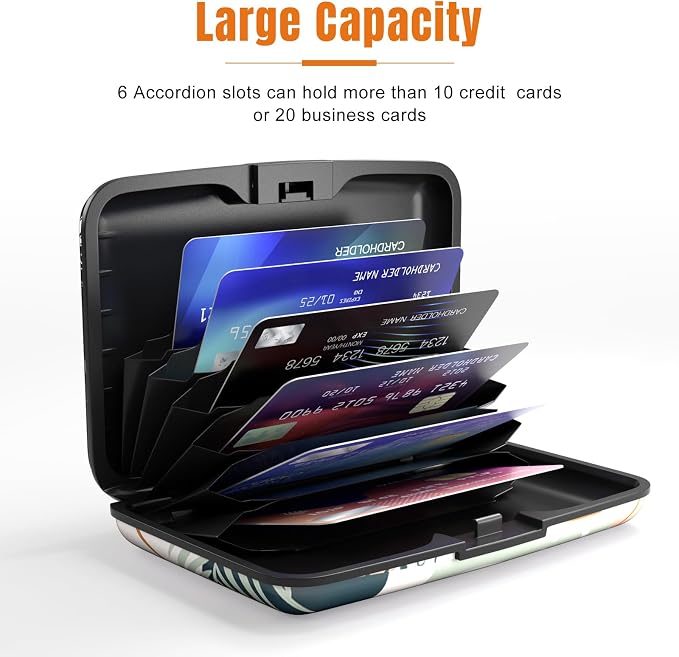 Rimilak Aluminuml Credit Card Holder,Boho Plants | Mini Credit Card Wallet RFID Blocking Slim Metal Hard Case for Women Men - Image 4