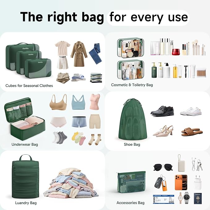 OlarHike 9 Set Packing Cubes for Travel,Gifts for Women Mom,Anti-Tearing Suitcase Organizer,with Over 1000 pcs Mesh Holes,Vacation Essentials & Accessories for Cruise Ship - Image 8