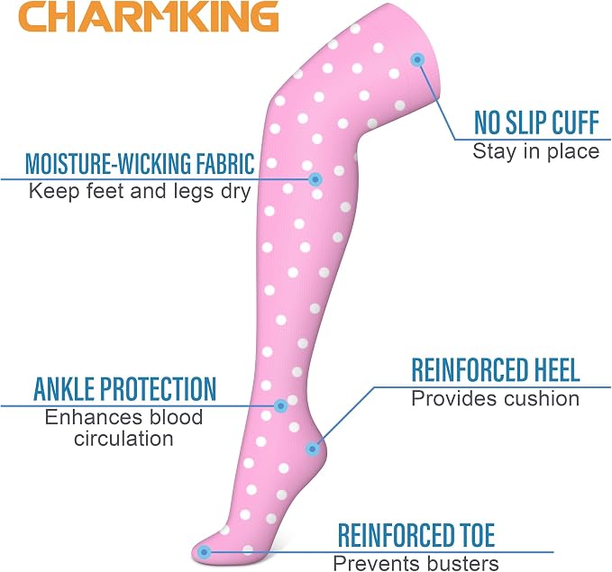 CHARMKING 3 Pairs Thigh High Compression Socks for Women and Men 15-20 mmHg Boost Circulation and All Day Comfort - Image 5
