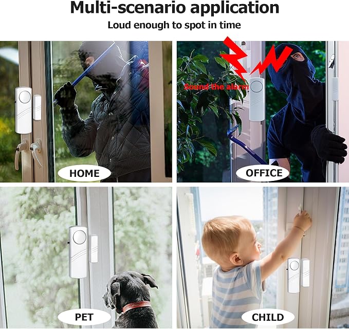 Security Door Window Alarm, 90DB Wireless Sensor Door Window Burglar Alarm | Door Alarms for Kids Safety, Easy Installation Doorbell Alarms for Office House Window Pool - Image 3