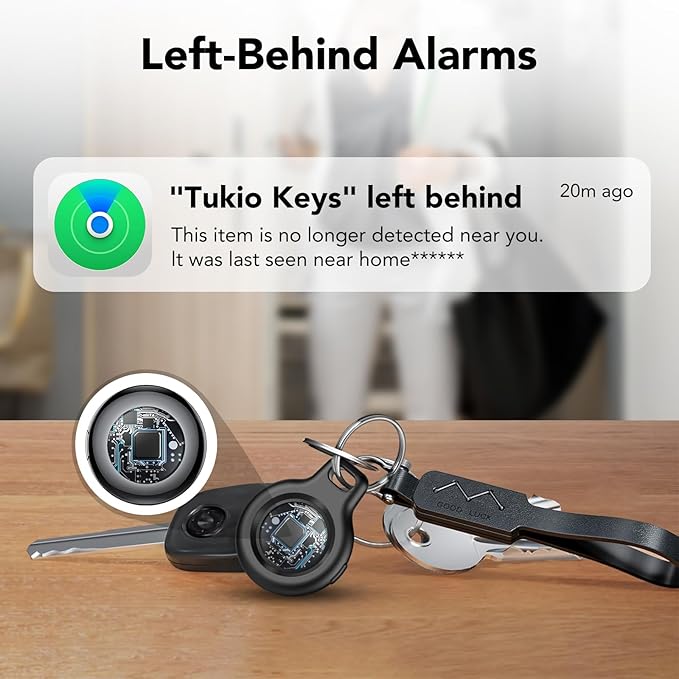 Air Tracker Tags-4 Pack (iOS Only), [Apple MFi Certified] Key Finder | Replaceable Battery Bluetooth Tracker Compatible with Apple Find My, Item Locator Smart Tag for Keys, Bag, Luggage and More - Image 3