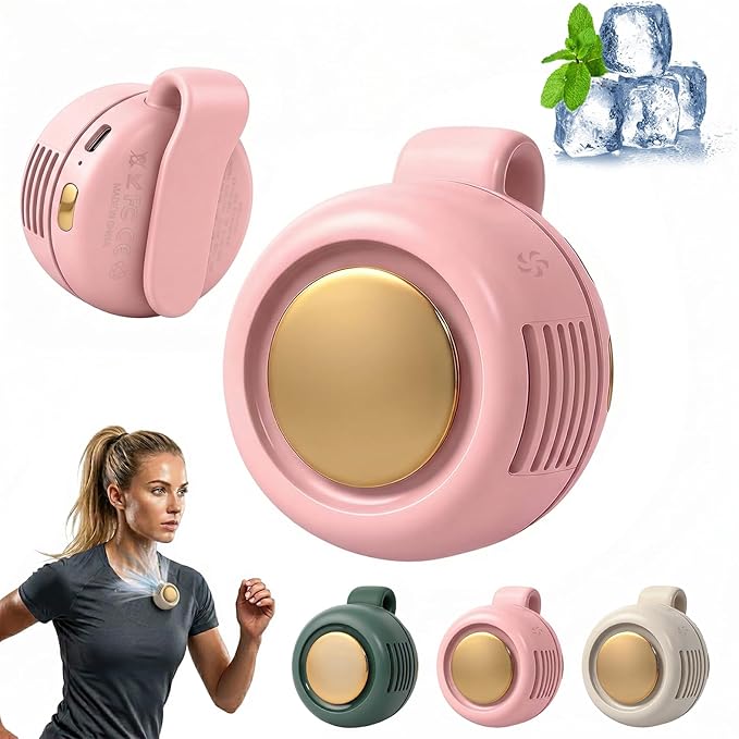 Brabantia Portable Mini Clip On Fan, Clip-On Bladeless Fan For Shirt with 3 Speeds Mini Portable Fan for Waist Clips Suitable for Outdoor, Office, Travel, Sporting (Pink) by Brabantia