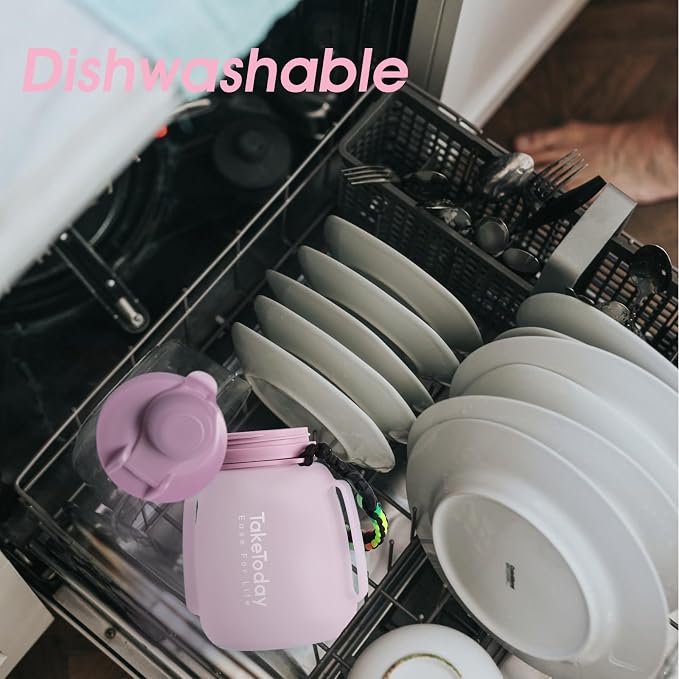 TakeToday Collapsible Water Bottles for Outdoor, 40oz, Purple | Time Marker, BPA-Free Silicone, Folds for Travel, Paracord Handle for Hiking, Gym, Camping, Leakproof - Image 8