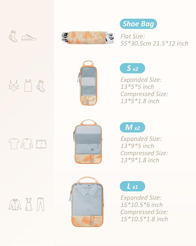 BAGSMART Compression Packing Cubes for Travel Essentials | 14 Set /6 Set /4 Set/2 Set, Lightweight, Durable - Image 3