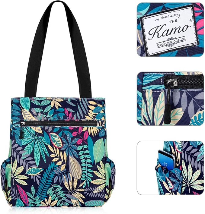 KAMO Floral Tote Bag - Waterproof Lightweight Handbags Travel Shoulder Bag for Hiking Yoga Gym Swimming Travel Beach - Image 4