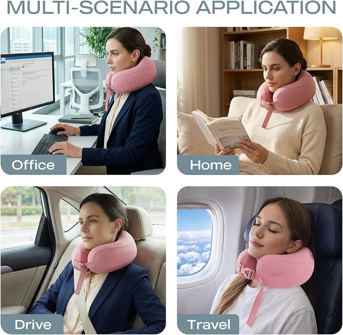 Skechers Neck Pillow for Traveling,Memory Foam Travel Neck Pillow for Airplane Travel Pillow for Flight Headrest Sleep, Portable Plane Accessories,Pink - Image 7