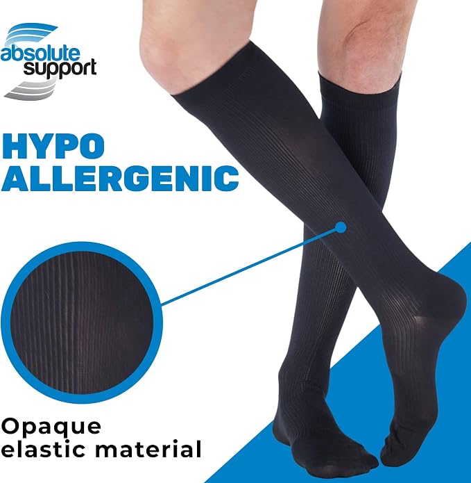 ABSOLUTE SUPPORT Cotton Knee High Compression Hose 20-30mmHg | Made in USA opaque dress socks, men & women, for varicose veins, circulation, swelling, pregnancy, leg pain, travel, A105 - Image 3