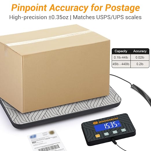 440lb Shipping Scale Heavy Duty Postal Scale with Separate Display | Type-C Charging, Hold & Tare | Avoid Overpaying Postage for USPS, UPS, FedEx | Small Business & Warehouse - Image 2