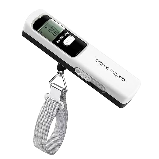 Battery-Free Luggage Scale – No Batteries Needed, Portable Digital Hanging Suitcase Weight Scale for Air Travel & Checked Bags, 110lb/50kg, LCD Display, Compact Travel Accessory by TravelInspira