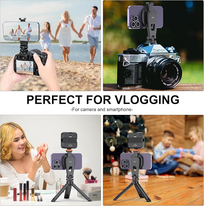 VRIG MG-03 Magnetic Phone Tripod Mount for iPhone and MagSafe Cases | 360° Rotation Cold Shoe, Camera Phone Mount Compatible with iPhone 17 16 15 14 13 12 Series, Phone Holder for Camera, Tripod - Image 8