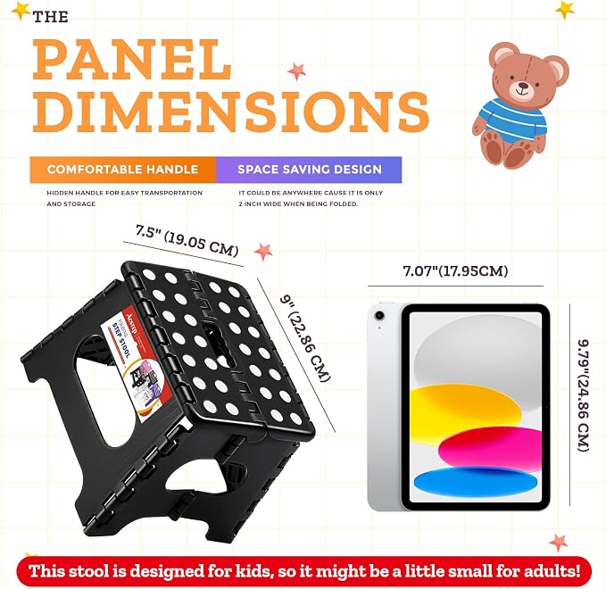 Collapsible Step Stool 7.5 Inch, Small Folding Stool, 176 lbs, Black | Lightweight Foldable Step Stool for Kids and Adults with Handle, for Kitchen, Bathroom, Car, and Compact Home Storage - Image 5