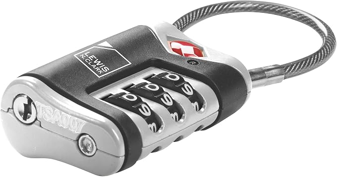 Lewis N. Clark TSA Approved Luggage Lock + Steel Cable for Suitcase, Carry On, BackPack, Laptop Bag + Purse, Perfect For Airport, Hotel or Gym - Set + Reset Your Own Combo, Black - Image 4