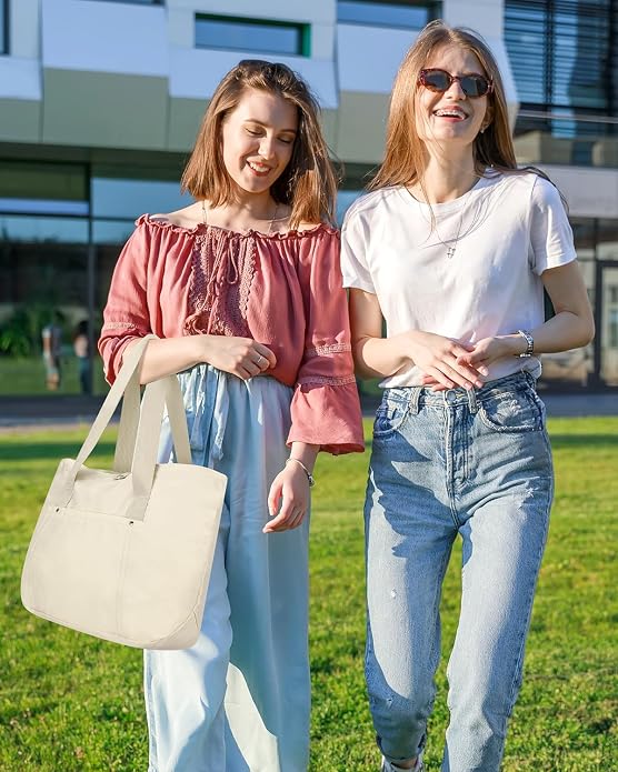 Foldable Tote Bag with Zipper for Women, 18L Nylon Lightweight Shoulder Handbag for Travel, Waterproof Beach Bag - Image 2