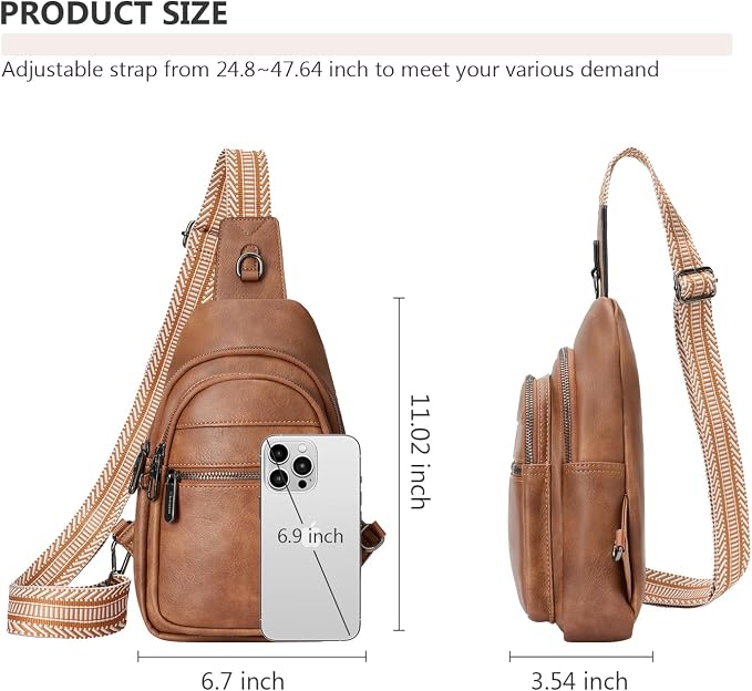 Anti-theft Chest Bags Women Small PU Leather Sling Fanny Pack | RFID Blocking,Safety Zipper,5 Card Slots,Adjustable Strap,Large Capacity,Multi Pockets,Faux Leather,Daypack,Bum Bags,Travel - Image 4