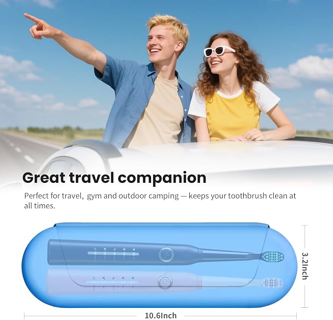 Silicone Electric Toothbrush Travel Case, Manual Toothbrush Travel Cover for Men and Women,Toothbrush Holder for Travel,Gym and More, Fits Most Manual and Electric Toothbrushes - Sky Blue - Image 6