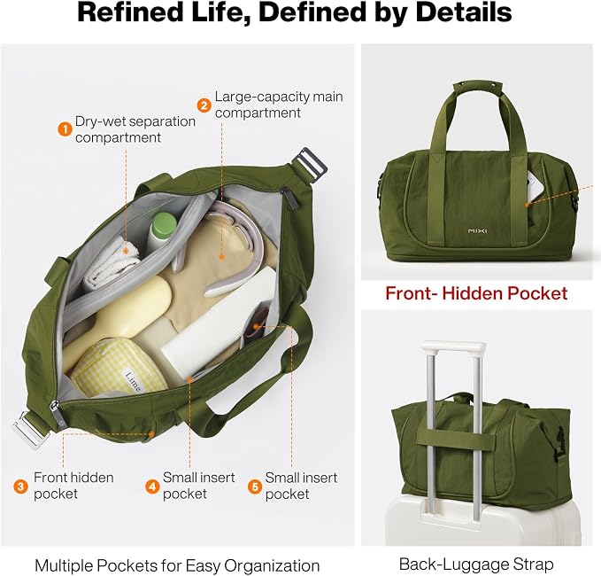 mixi Travel Tote Bag for Women Large Expandable Travel Bag Waterproof Lightweight Carry On Personal Item Handbag - Image 3