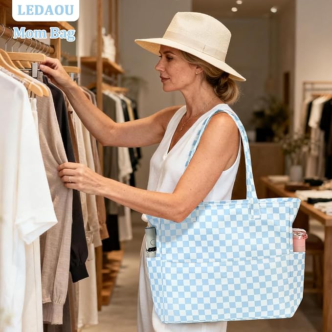 LEDAOU Beach Bag Waterproof Sandproof Women Beach Tote Pool Bag with Zipper for Swim Gym Grocery Travel with Wet Pocket | Sandproof - Image 3
