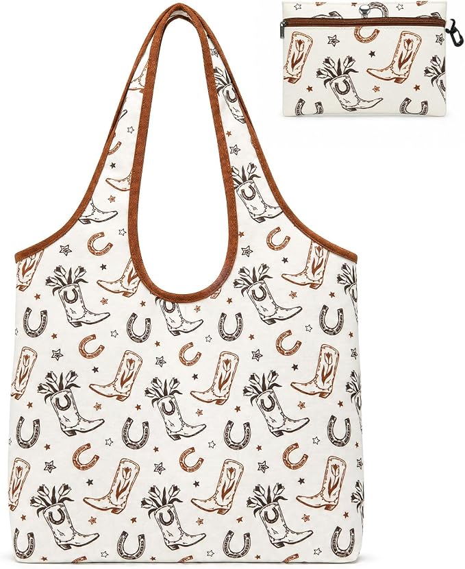 Montana West Foldable Canvas Tote Bag for Women Large Shoulder Bag with Built-In Zip Pouch by THEOFFICIALMONTANAWEST