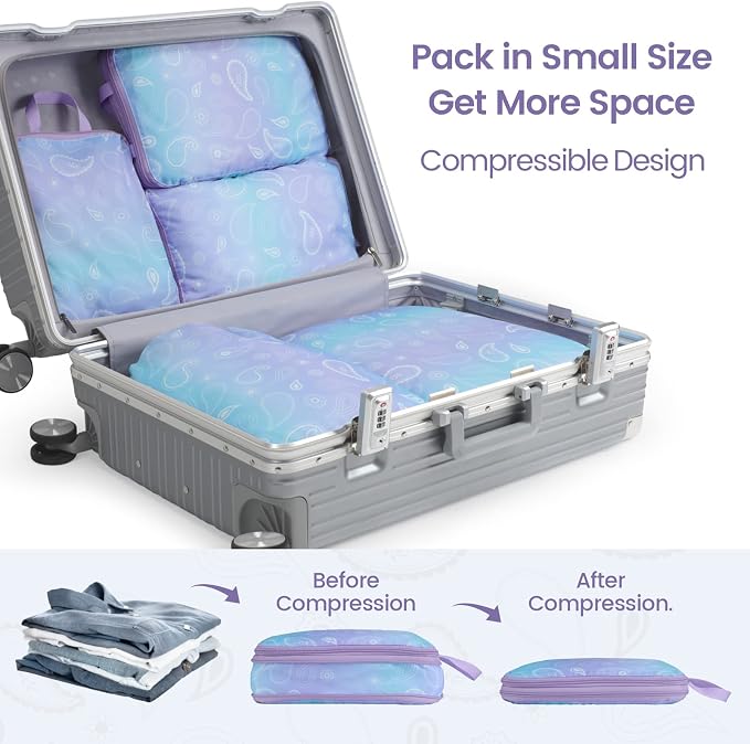 Cambond Compression Packing Cubes for Travel - Luggage Suitcase Organizer | Compression Zip Design for Space-saving, Expandable, Lightweight, Keep Clothes Sorted, Luggage Space Tidy, Carry on Pack Fast - Image 3