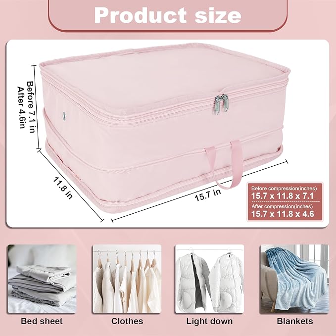 Packing Cubes for Travel Packing Organizers Compression Travel Cubes, Pink | Compression Packing Cubes Luggage Suitcase Organizer Bags Compression Bags for Travel Accessories - Image 2